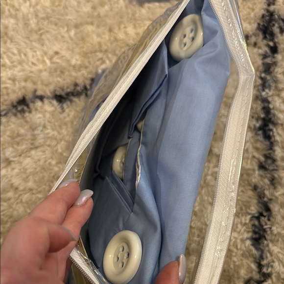 Valance Set Blue with white buttons - Picture 4 of 5